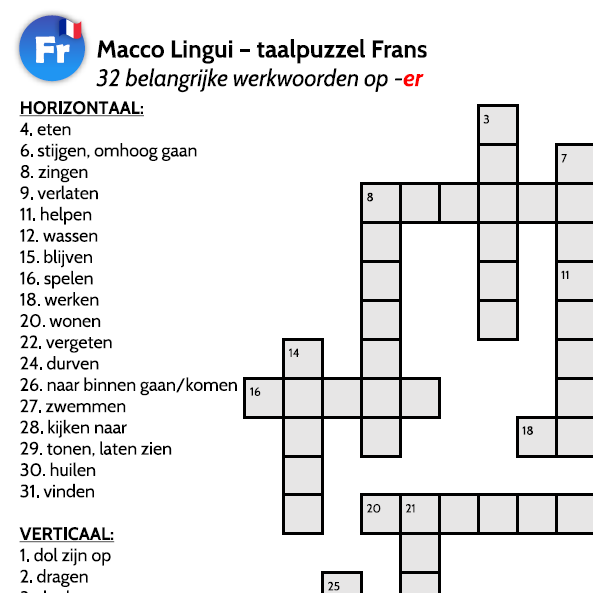 Taalpuzzel Frans – werkwoorden op -er