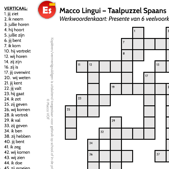 Taalpuzzel Spaans – Werkwoorden met onregelmatige presente