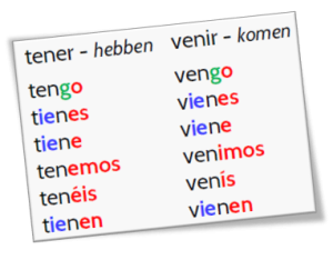 Kleurgebruik bij de werkwoordenkaart Spaans - Macco Lingui